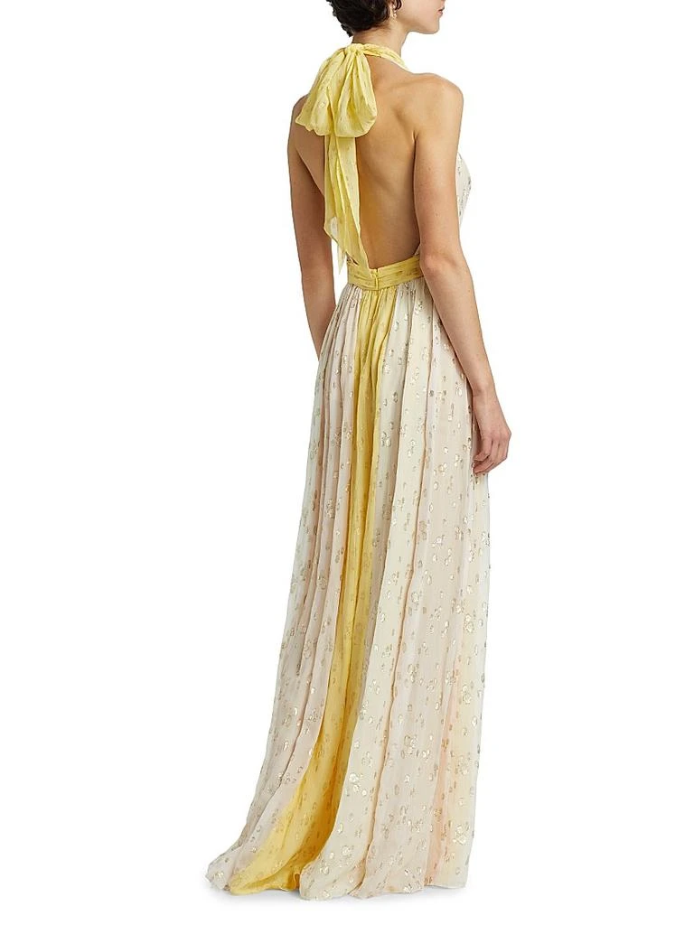 Leigh Metallic Spotted Halter Gown  On Sale Now with Up to 73% Off |  Discover Exclusive Deals & Savings at BeyondStyle  Authentic Ramy Brook  sleeveless|contemporary|women-owned or founded|dresses |a-line|Women's|pleated|print|women's|halter|women's ...