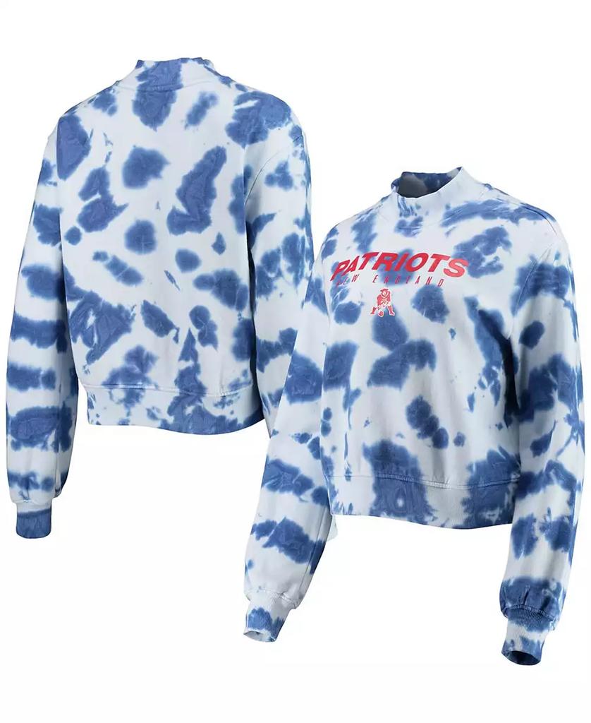 Junk Food Women's Navy New England Patriots Tie-Dye Cropped Pullover Sweatshirt