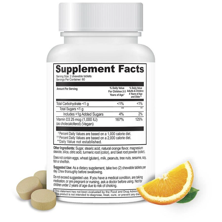 VitaWorks Kids Vitamin D3 1000 IU - Immune Support Chewables Orange 3