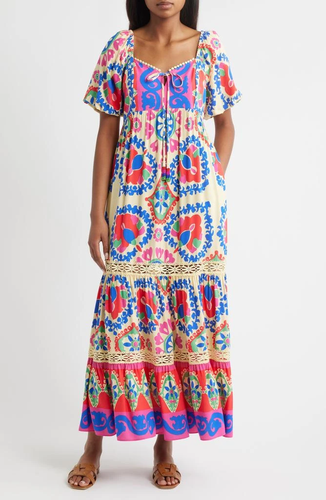 Vince Camuto Print Tiered Maxi Dress