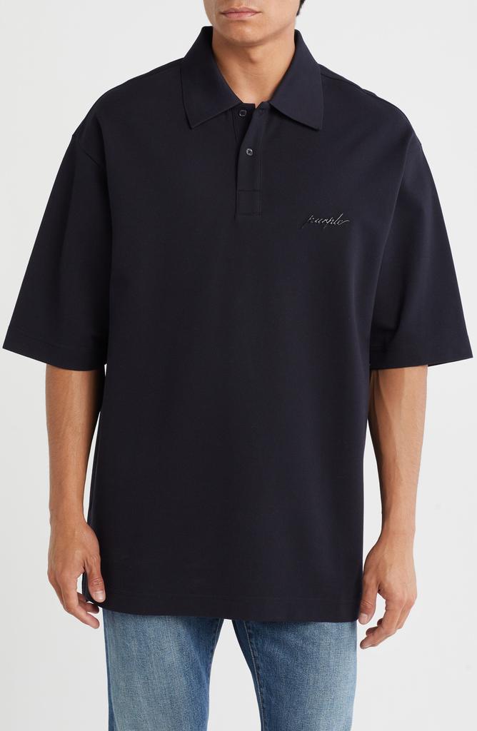Purple Brand Oversize Cotton Piqué Polo