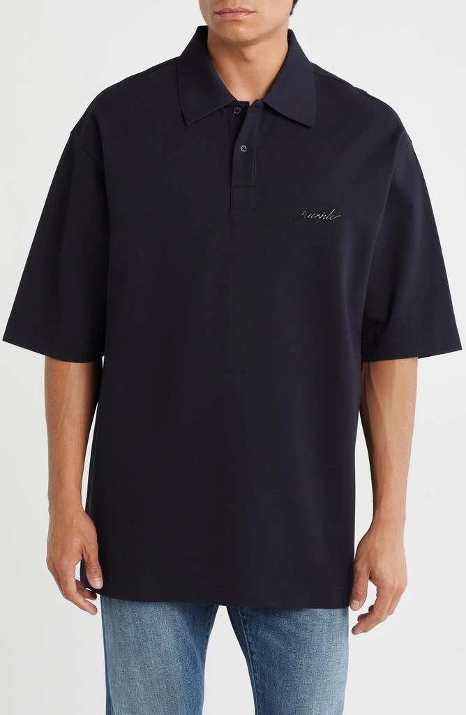 Purple Brand Oversize Cotton Piqué Polo 1
