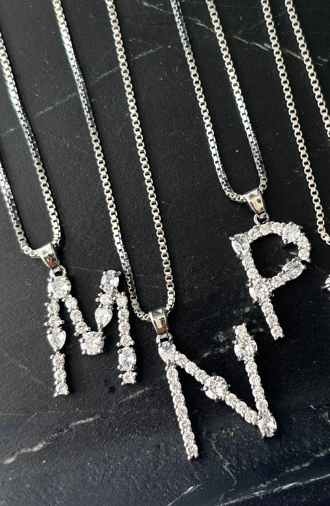 ADORNIA Mixed Crystal Initial Pendant Necklace 3
