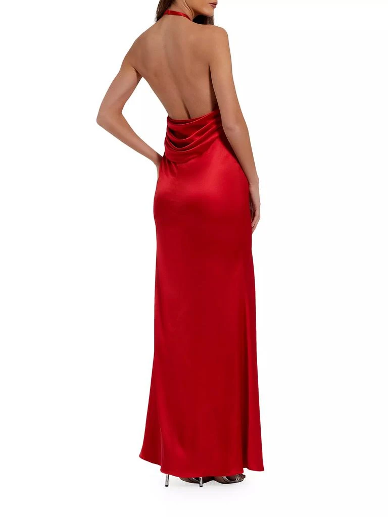 Mac Duggal Satin Rosette V-Neck Slip Gown 2