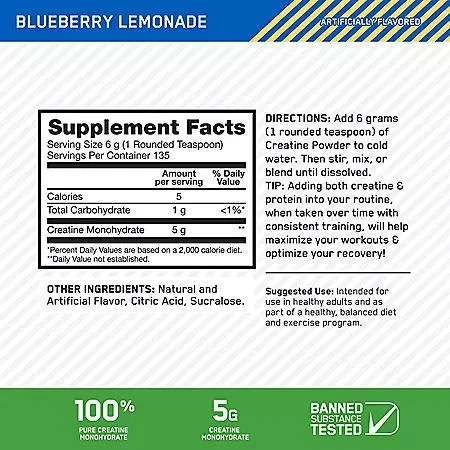 Optimum Nutrition Optimum Nutrition, Micronized Creatine, Blueberry Lemonade, 1.78 lbs. 2