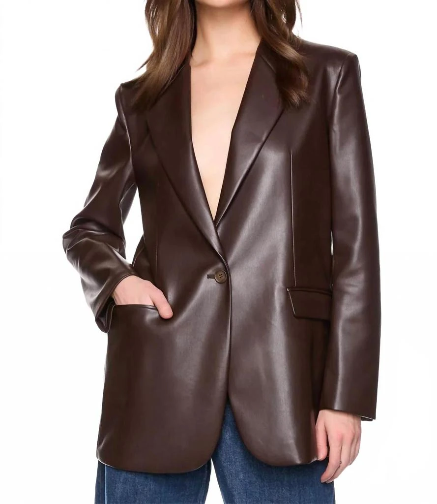 Susana Monaco Faux Leather Boyfriend Blazer In Java