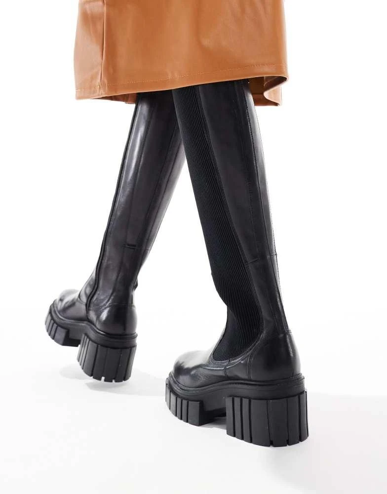 Off The Hook OFF THE HOOK 'BRENTWOOD' Stylish High-Knee Leather Boots in Black 2