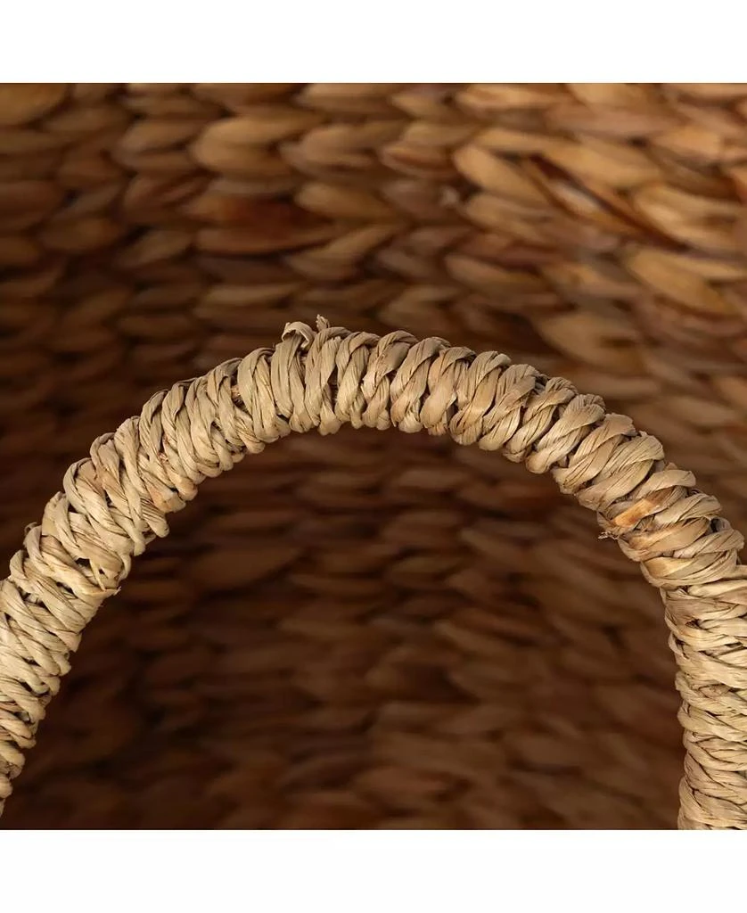 Household Essentials Round Handwoven Water Hyacinth and Seagrass Basket with Handles, Natural 4
