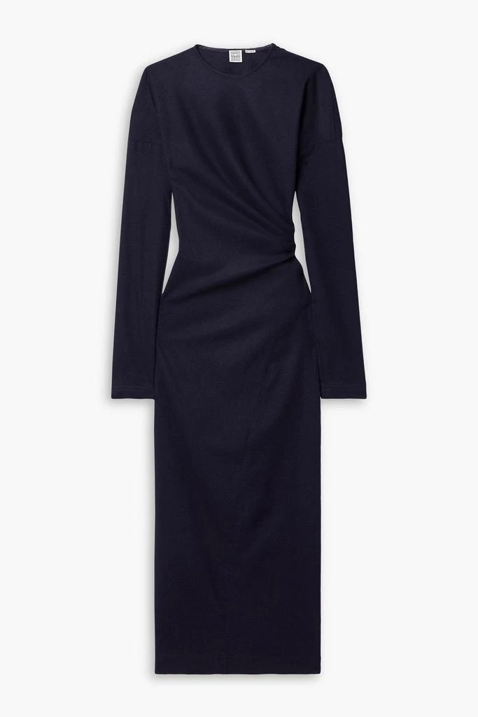 knee length dresses for ladies Slouch waist wool dress black main image 1