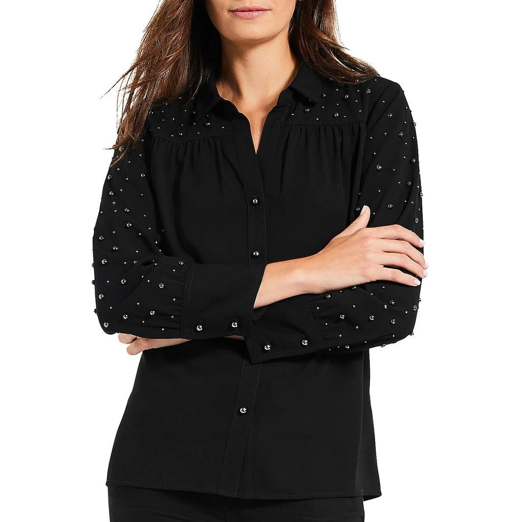 NIC+ZOE Constellation Womens Embellished Collar Button-Down Top 3