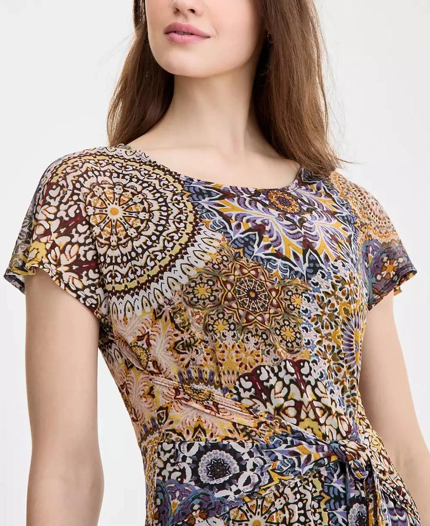 Robbie Bee Women's Printed Tie-Waist Midi Dress 4