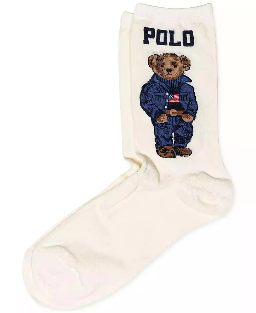 Ralph Lauren Women's Americana Polo Bear Crew Socks 5