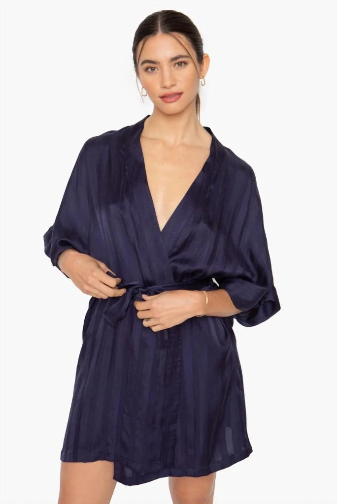 Idle Sleepwear Short Slip Robe In Navy