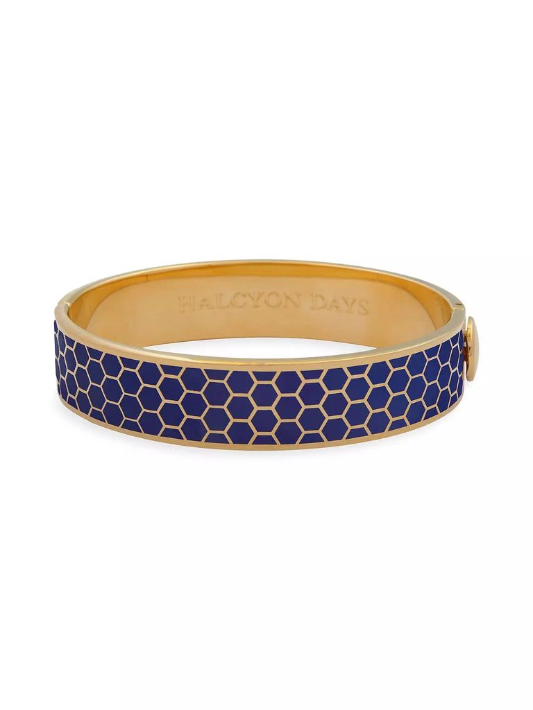 Halcyon Days Honeycomb 18K Gold-Plated Hinged Bangle Bracelet 1
