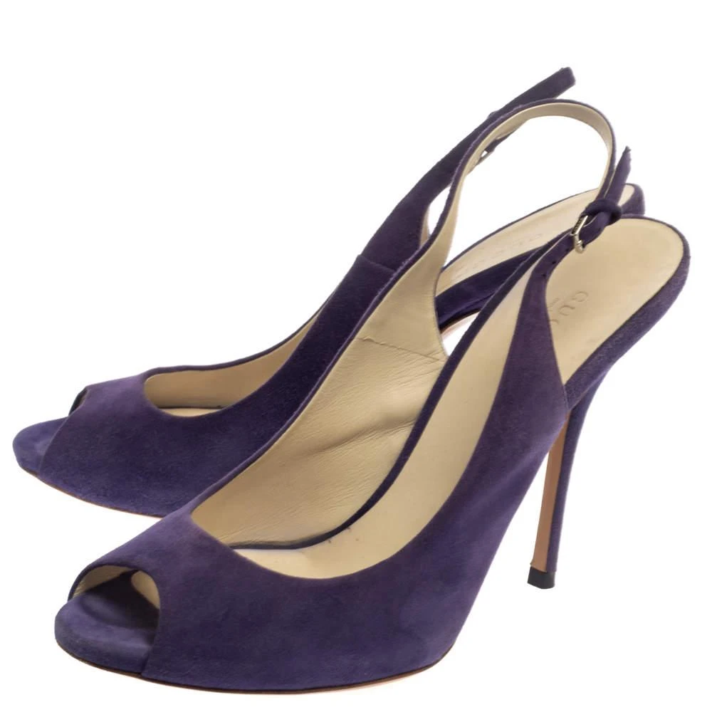 Gucci Gucci Purple Suede Peep Toe Slingback Sandals Size 38 4