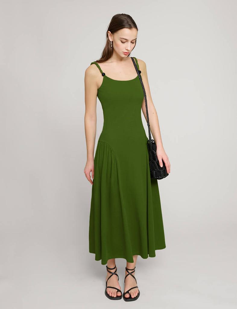 Pixie Market Olive Bead Strap Dress