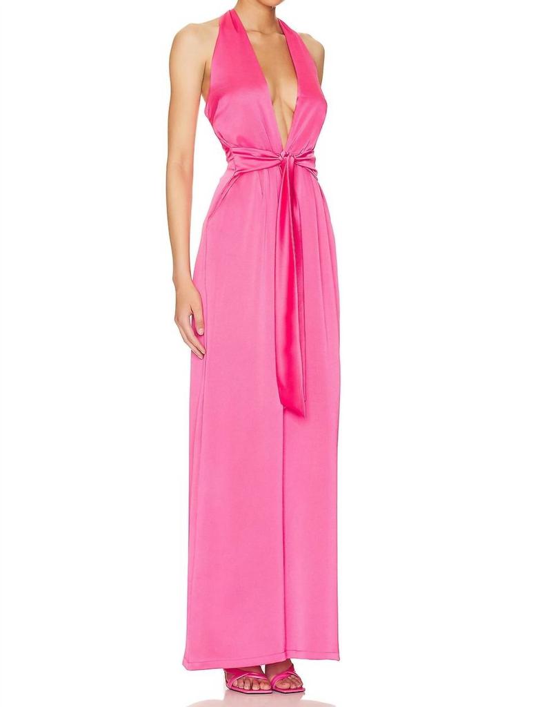 Nookie Utopia Satin Wide Leg Jumpsuit In Pink