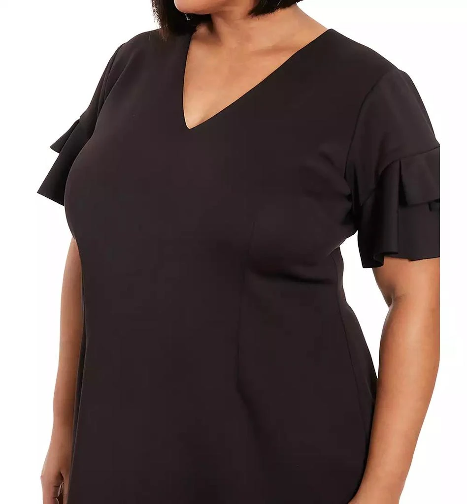 London Times Plus Size Ruffled-Sleeve Shift Dress 4