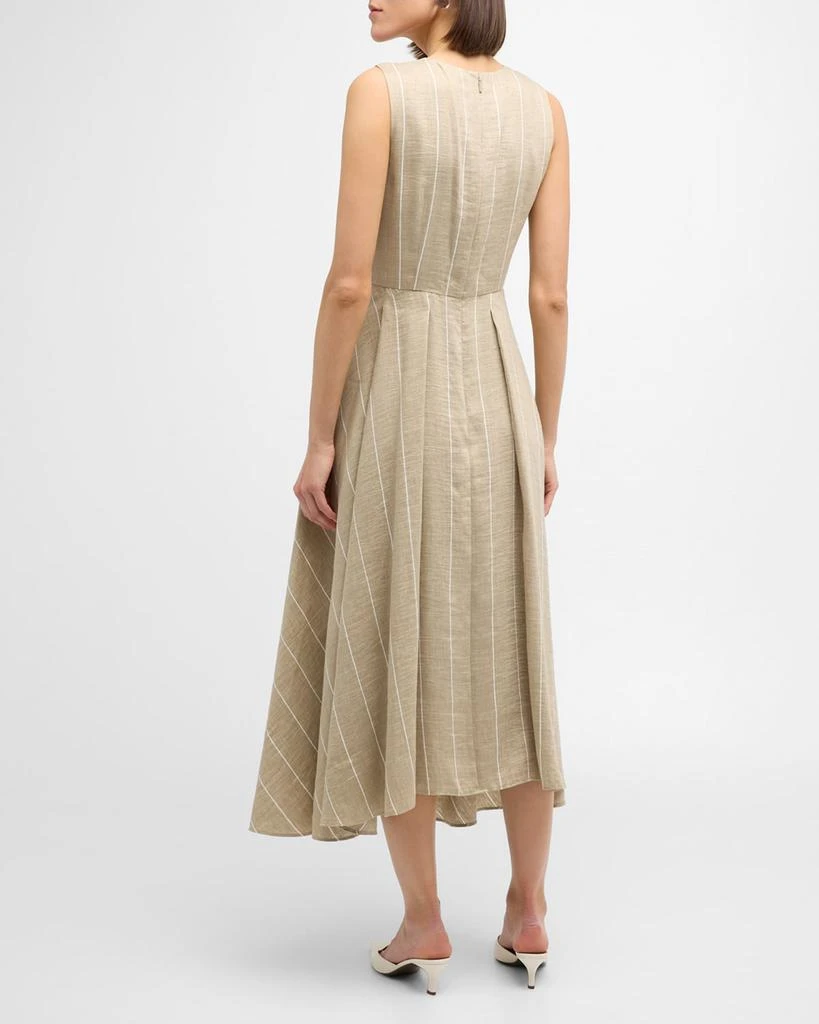 Lafayette 148 New York Pleated Striped A-Line Midi Dress 4