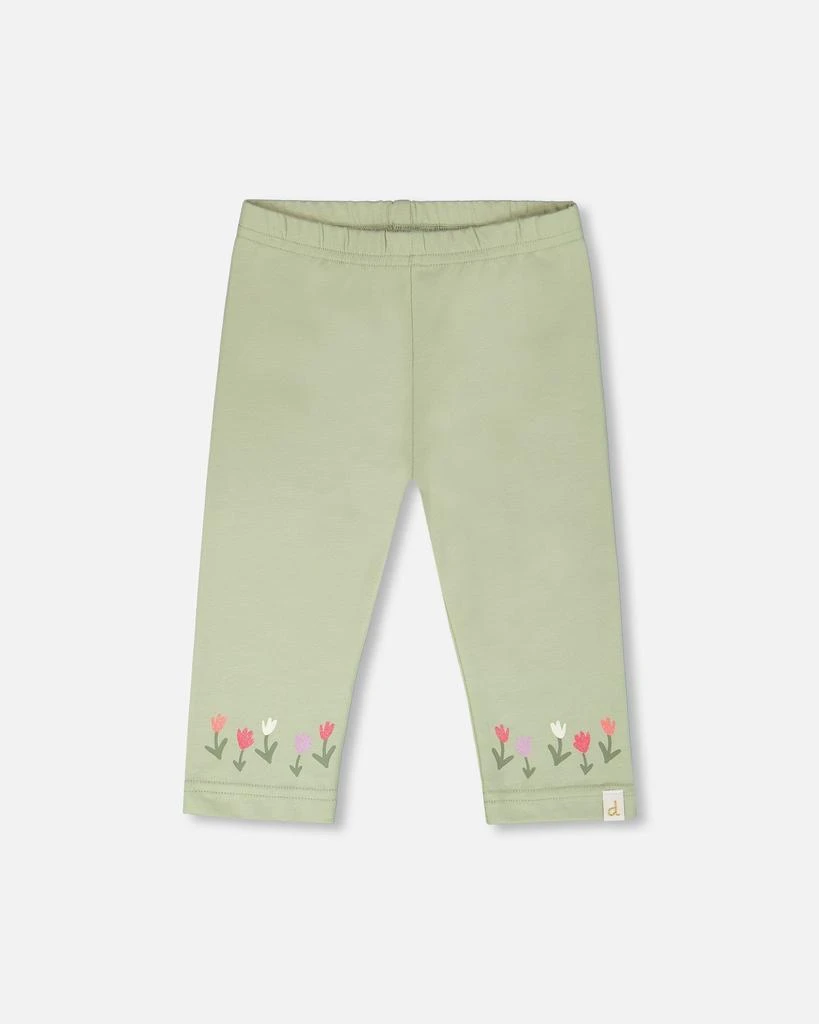 Deux par Deux Organic Cotton Jersey Capri Light Khaki Green