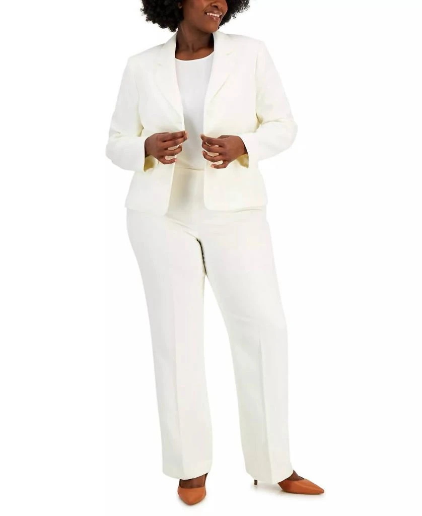 Le Suit Le Suit - 2 Button Jacket With Straight Crepe Pant Set - Plus