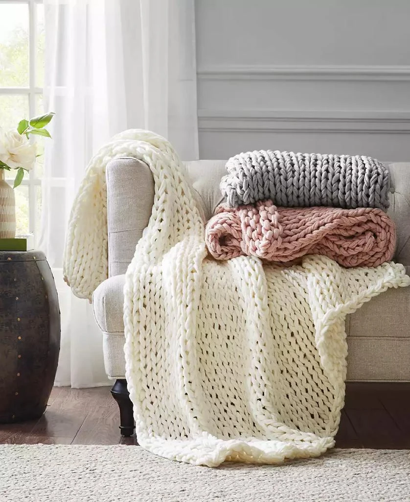 Madison Park Chunky-Knit Handmade Throw, 50" x 60" 3