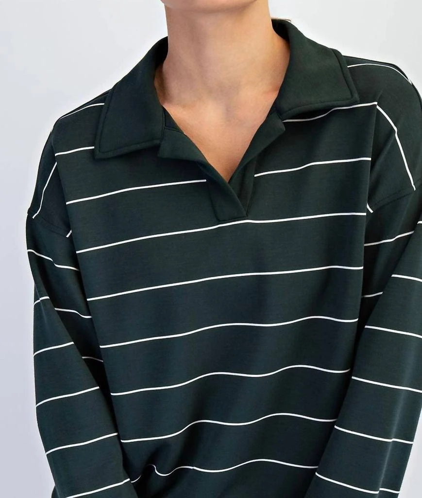 RAE MODE Rae Mode - Women
s Modal Scuba Stripe Polo Top 2