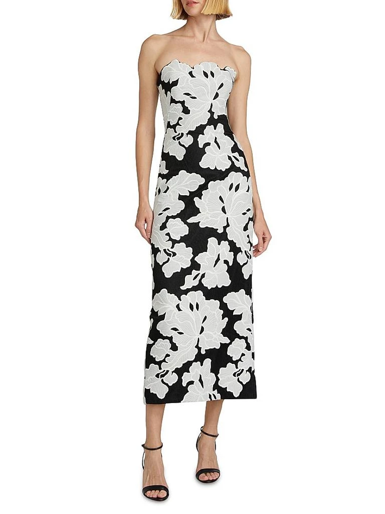 LELA ROSE Natasha Strapless Floral Dress 3