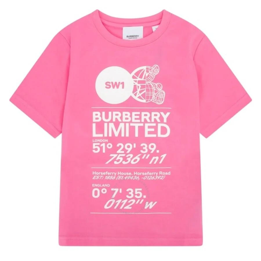Burberry Girls Bubblegum Pink Logo Printed Crewneck T-Shirt 1