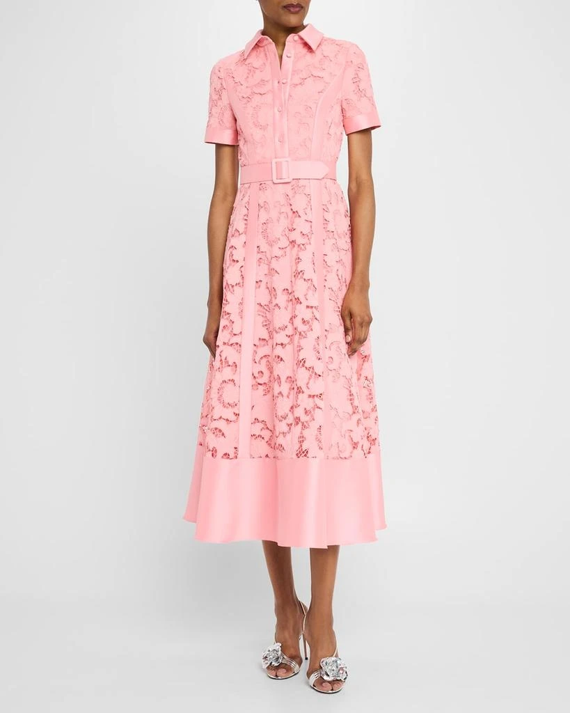 floral poplin lace midi dress Dayana Floral Poplin Wrap Midi Dress GREEN-BLUE / M by Sugarlips main image 0