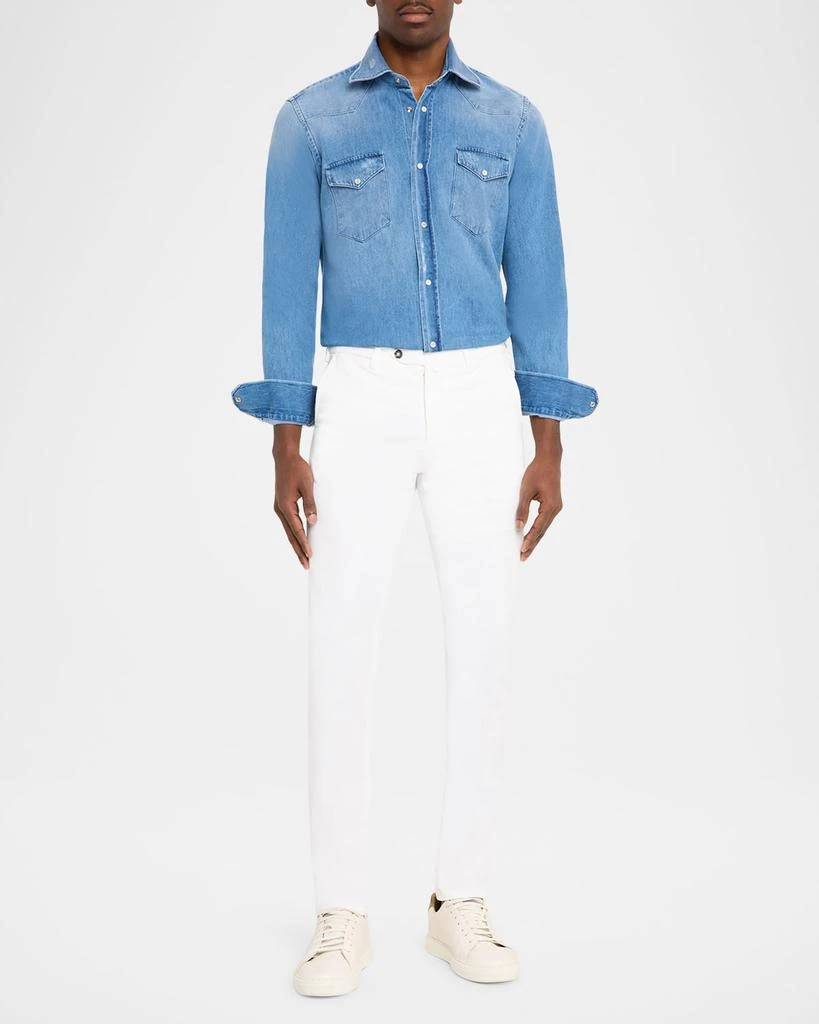 Kiton Men
s Denim Snap-Front Western Shirt 2