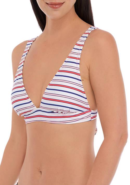 TRUE CRAFT Craft Nautical Striped Longline Bralette Swim Top