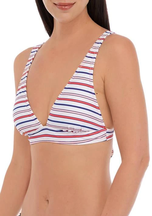 TRUE CRAFT Craft Nautical Striped Longline Bralette Swim Top 1