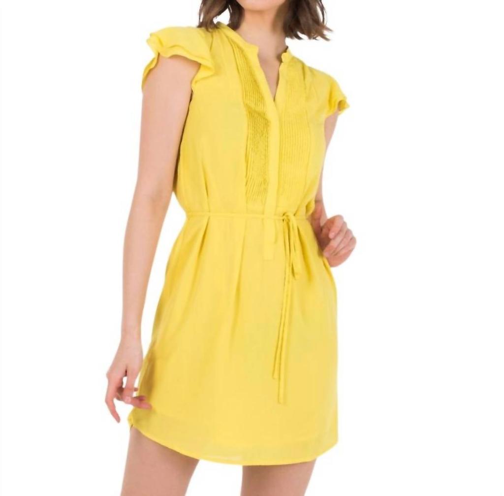 Molly Bracken Molly Bracken - Short Sleeve Pleated Button Bodice Dress