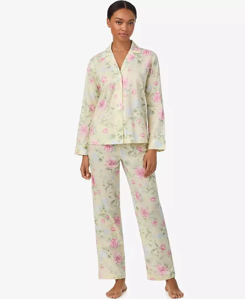 Ralph Lauren Women
s Petite Long Sleeve Notch Collar Pajama Set