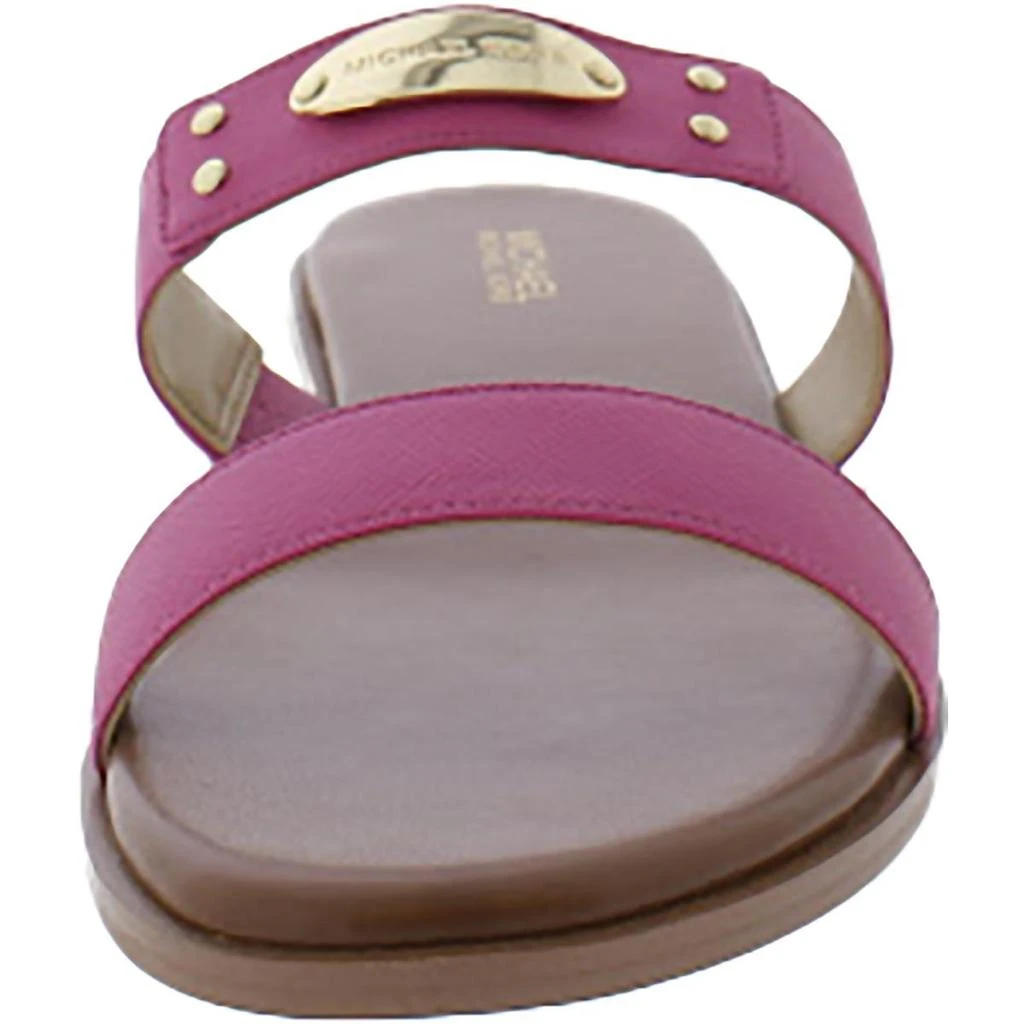 Michael Kors MK Plate Slide Womens Faux Leather Round Toe Slide Sandals 3