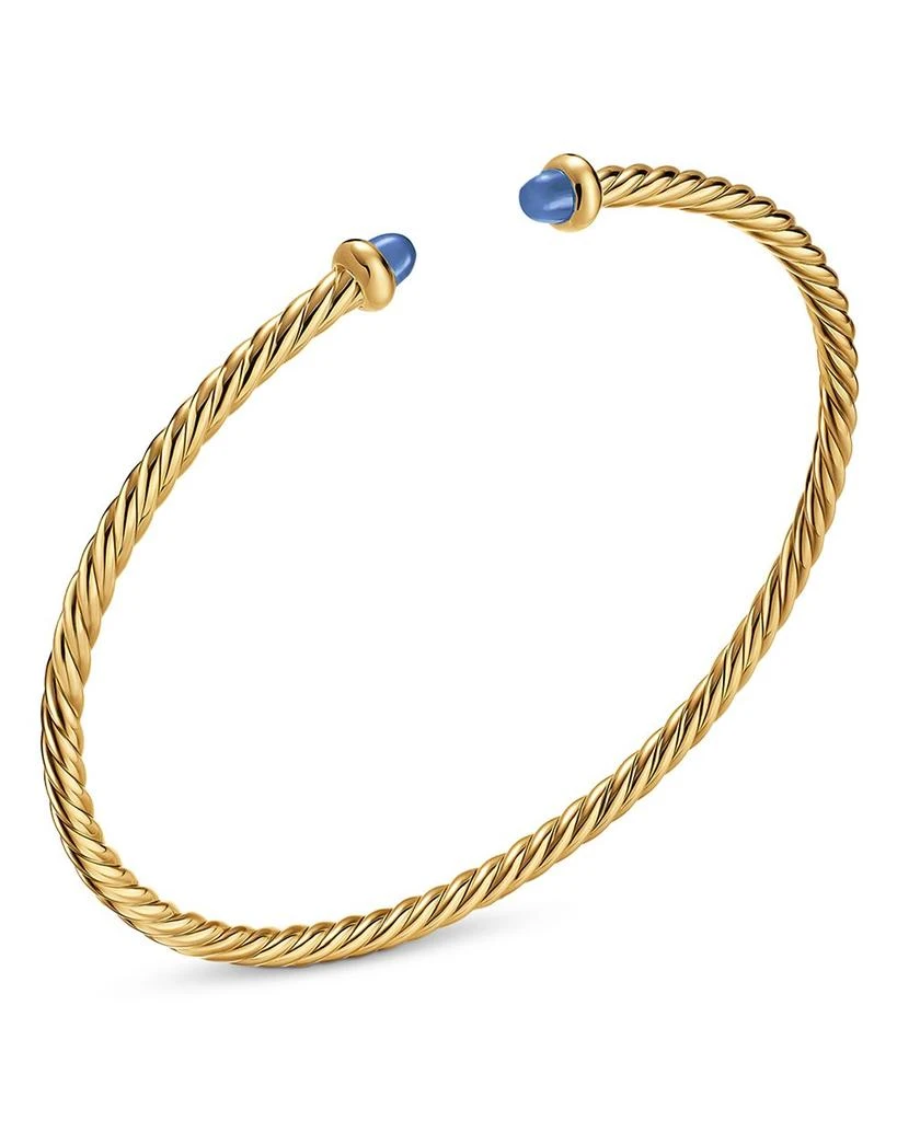 David Yurman Micro Cablespira® Flex Bracelet in 18K Yellow Gold with Blue Sapphires, 2.6mm 2