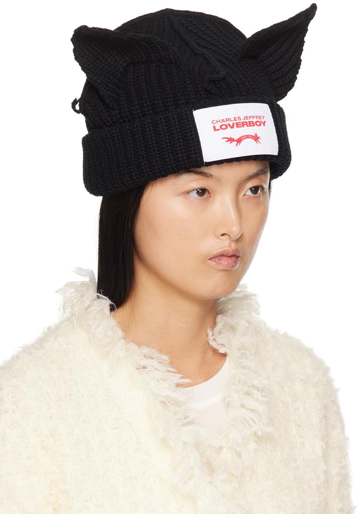 Charles Jeffrey Loverboy Black Chunky Ears Beanie