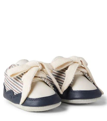 Donsje Baby Pluksel leather-trimmed striped booties