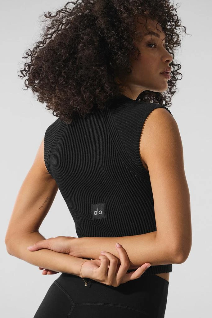 Alo Denim Knit Sleeveless Full Zip Top - Oat Milk/Ivory 4