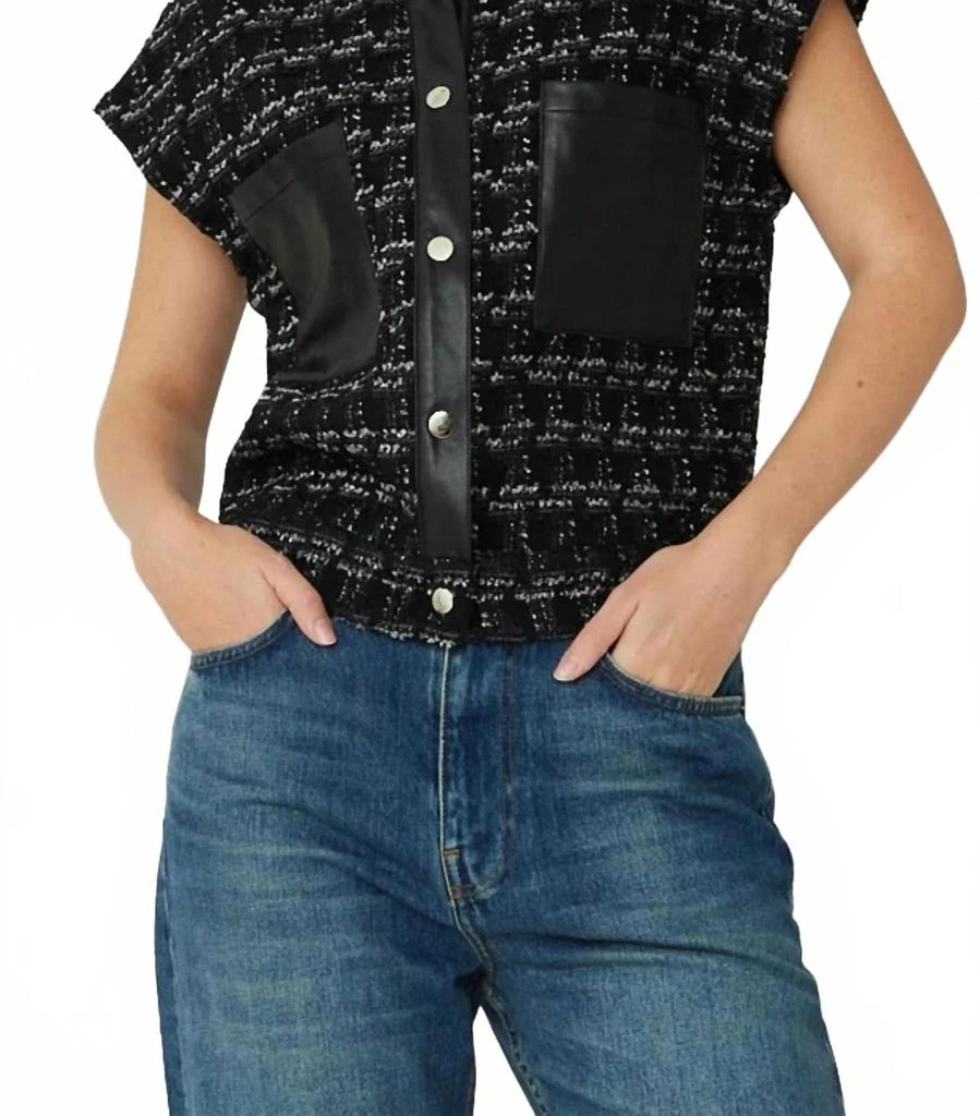 js71 Tyson Button Down Vest In Black/silver 1