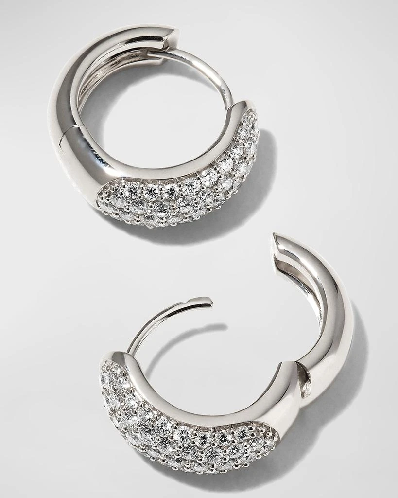 Memoire 18k White Gold 5-Row Diamond Huggie Hoop Earrings, 0.81tcw 4