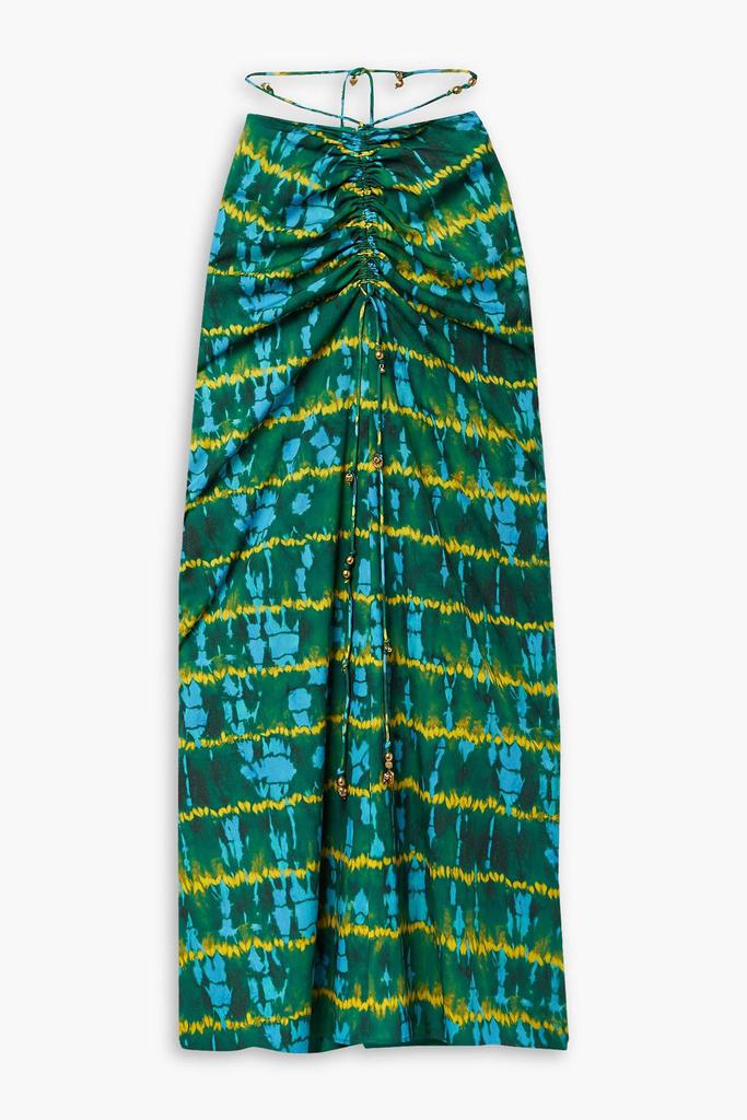 Altuzarra Safia embellished ruched tie-dyed crepe de chine maxi skirt
