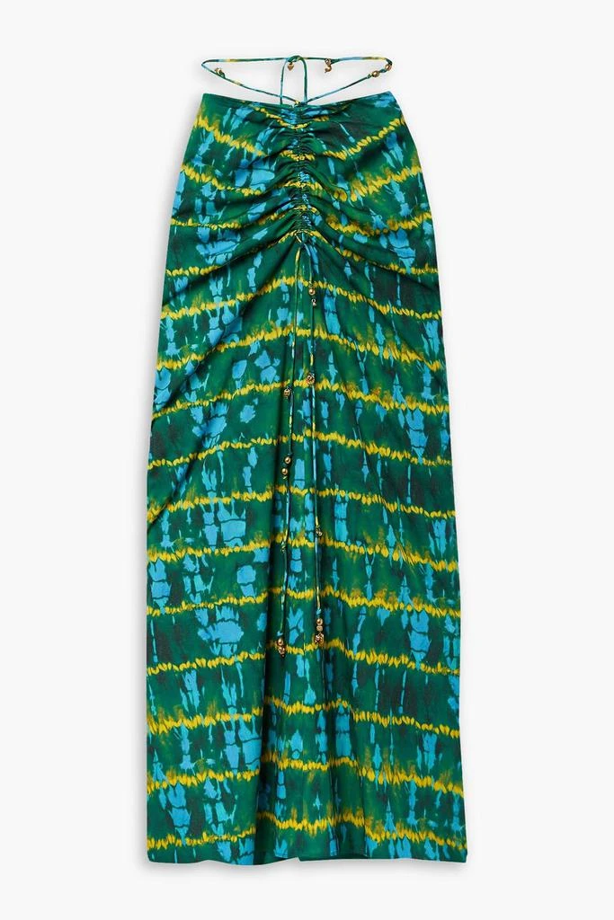 Altuzarra Safia embellished ruched tie-dyed crepe de chine maxi skirt 1