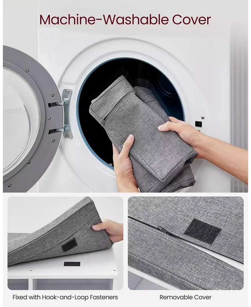 SONGMICS HOME Cushioned Shoe Bench with 12 Compartments,  Cloud White 
Dove Gray 3