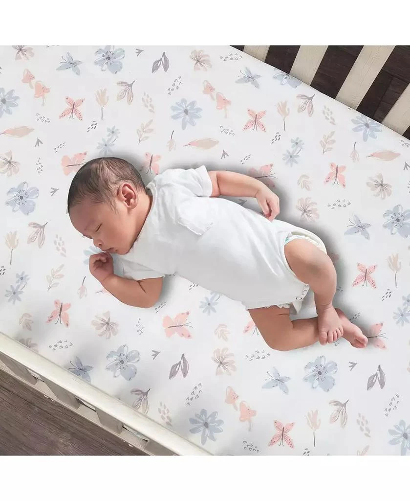 Lambs 
Ivy Baby Blooms Watercolor Floral/Butterfly Cotton Fitted Crib Sheet 2
