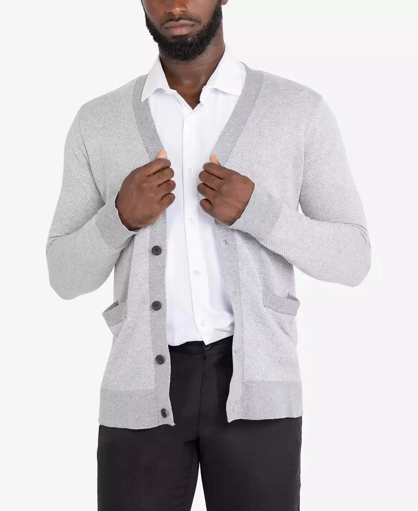 X-Ray Men's Herringbone Cardigan Sweater 5