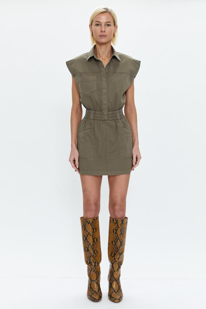 Pistola Denim Rosie Mini Dress Smocked Waist Dress - Dark Olive