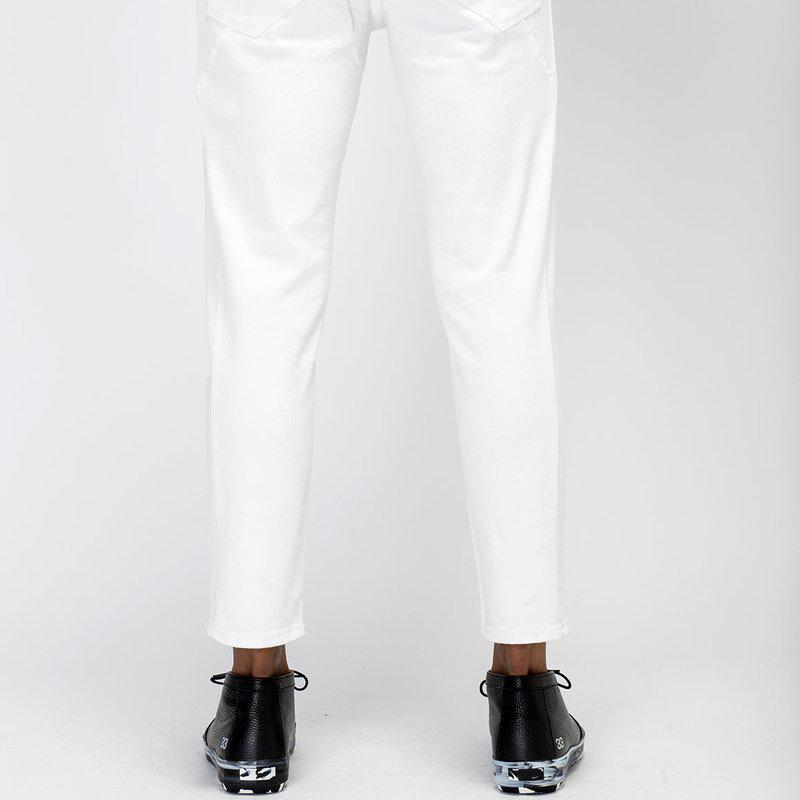 Konus Men's Cropped Twill Pant With Dart Detail In White