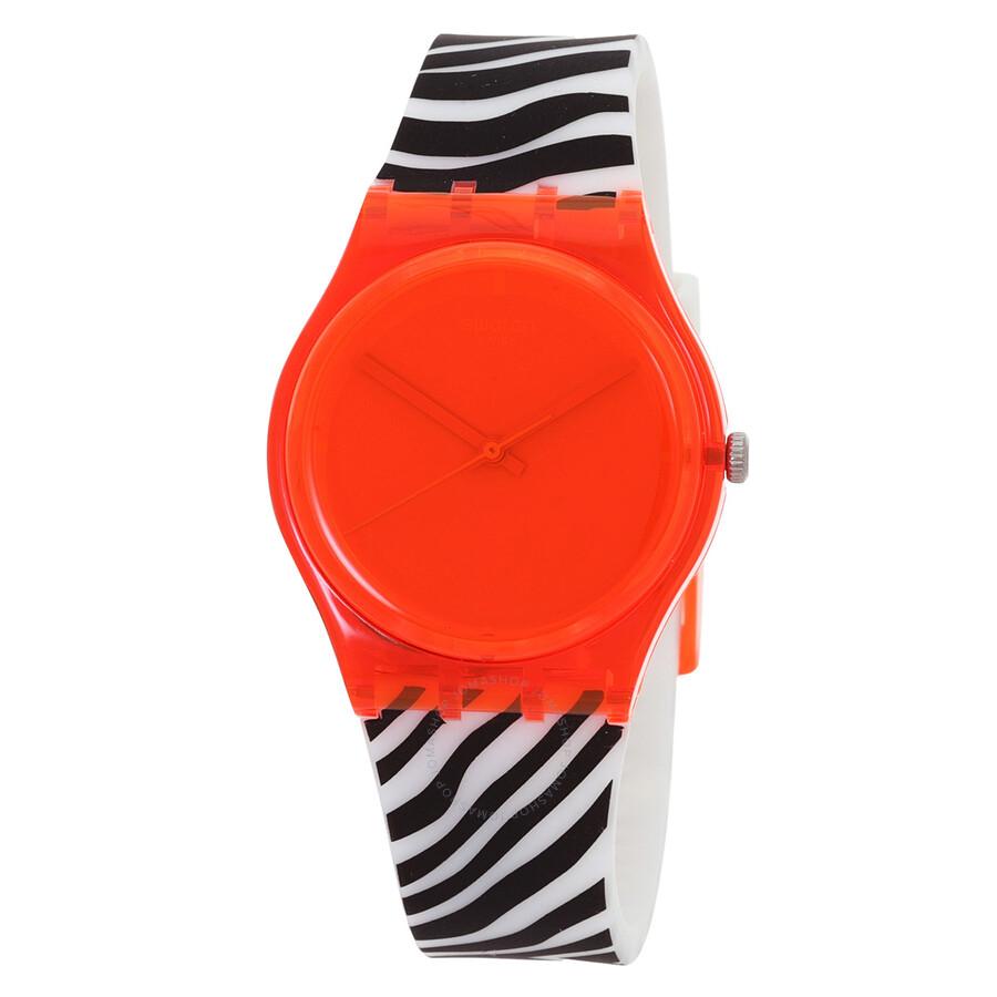 Swatch Zeb Quartz Orange Dial Watch GO107